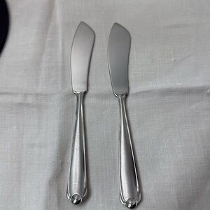 Lot of 2 Mikasa Classico Satin Frosted Stainless Flat Handle Butter Spreader